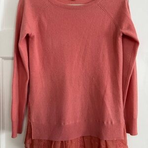 Garnet Hill Coral Crew Neck Sweater